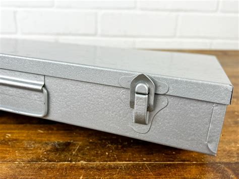 vintage metal slide box site etsy.com|Vintage Gray Metal 35mm Slide File Box With Lid Latch.